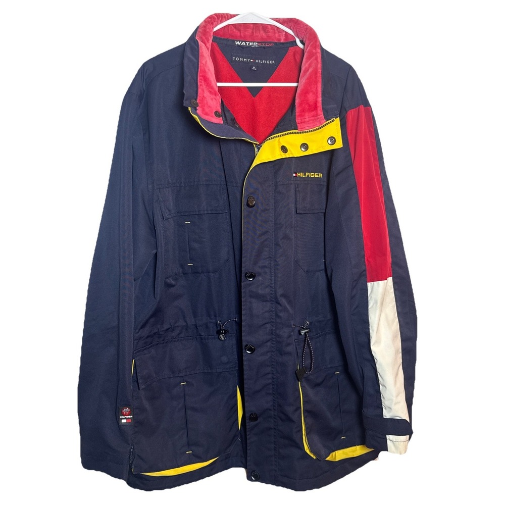 Vintage Iconic Tommy Hilfiger Waterstop Coldstop Jacket Men's XL Colorblock Coat